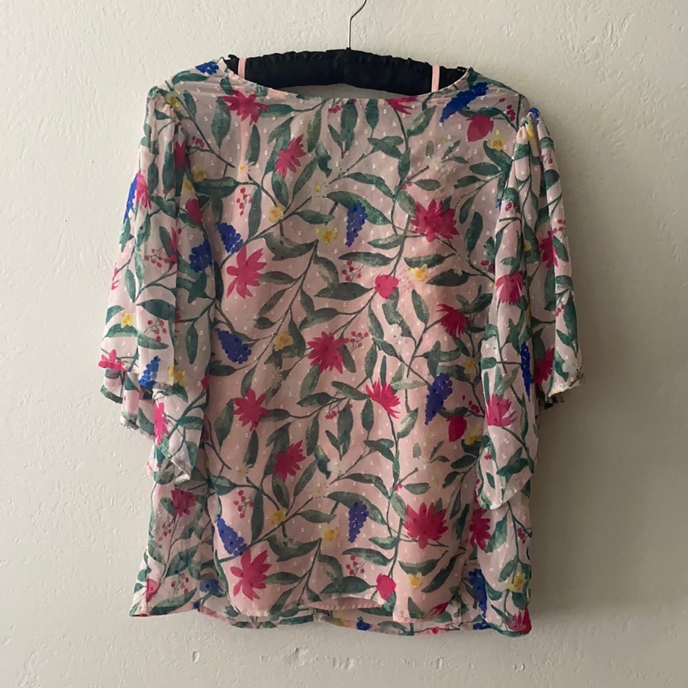 Cortefiel Floral Blouse w/Pink Liner